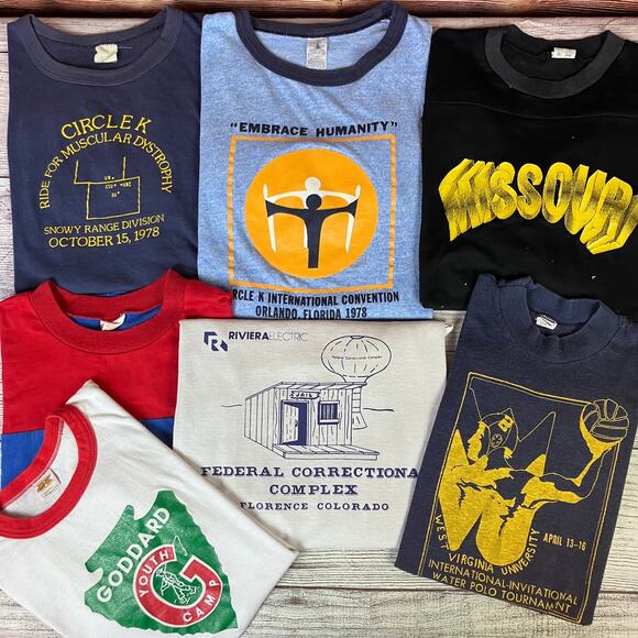 Vintage 1970s 1980s 7pc True Vintage T-shirt Bundle Lot - Picture 1 of 12